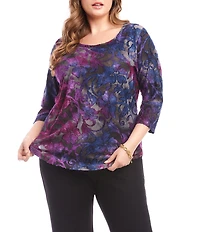 Karen Kane Plus Size Tie-Dye Burnout Jacquard Knit Top