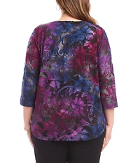 Karen Kane Plus Size Tie-Dye Burnout Jacquard Knit Top