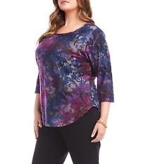 Karen Kane Plus Size Tie-Dye Burnout Jacquard Knit Top