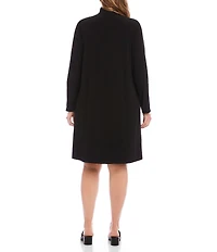 Karen Kane Plus Size Travel Jersey Knit Zip-Long Sleeve Dress