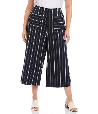 Karen Kane Plus Size Yarn-Dyed Stripe Cropped Pants
