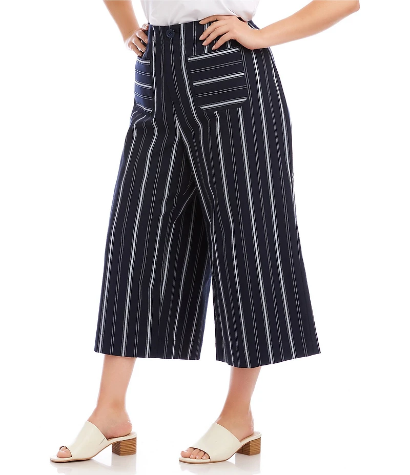 Karen Kane Plus Size Yarn-Dyed Stripe Cropped Pants