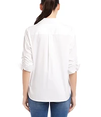 Karen Kane Point Collar 3/4 Sleeve Woven Shirt