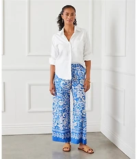 Karen Kane Point Collar 3/4 Sleeve Woven Shirt
