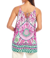 Karen Kane Printed Keyhole Neck Sleeveless Tank Top