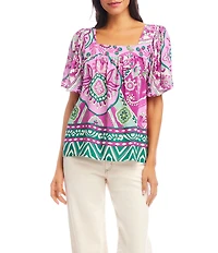 Karen Kane Printed Square Neck Short Sleeve Top