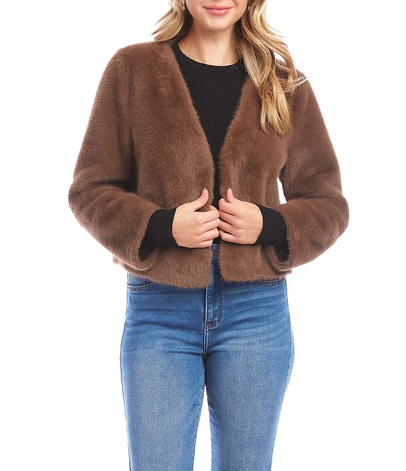 Karen Kane Reversible Faux Fur Open Front Jacket