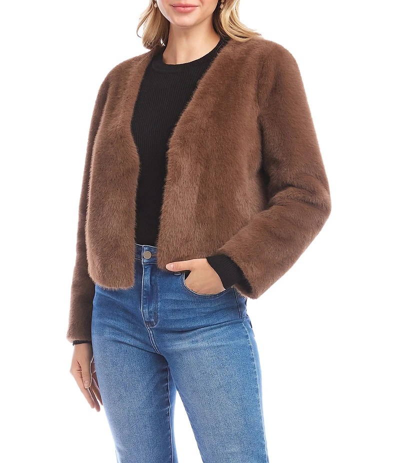 Karen Kane Reversible Faux Fur Open Front Jacket