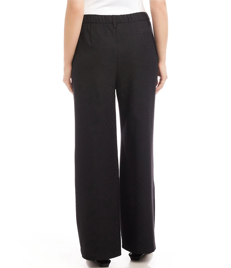Karen Kane Rhinestone Embellished High Rise Wide Leg Trouser Pants