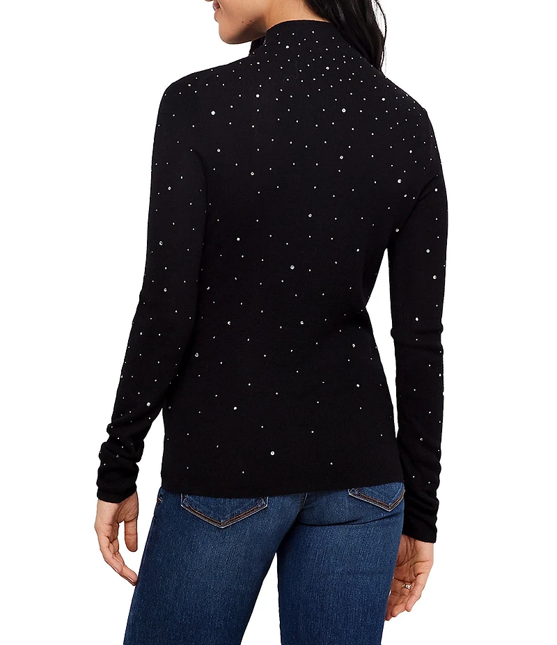 Karen Kane Rhinestone Mock Neck Long Sleeve Sweater