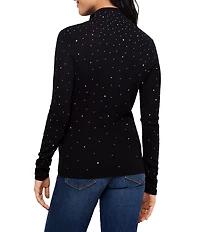 Karen Kane Rhinestone Mock Neck Long Sleeve Sweater