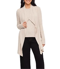Karen Kane Ribbed Drape Front Long Sleeve Cardigan