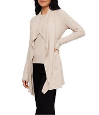 Karen Kane Ribbed Drape Front Long Sleeve Cardigan