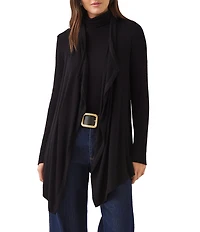 Karen Kane Ribbed Drape Front Long Sleeve Cardigan