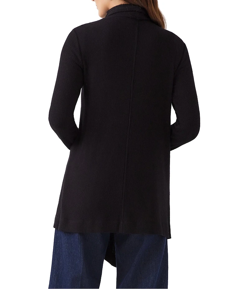 Karen Kane Ribbed Drape Front Long Sleeve Cardigan