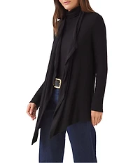 Karen Kane Ribbed Drape Front Long Sleeve Cardigan