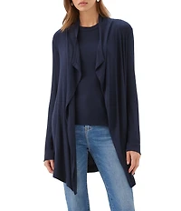 Karen Kane Ribbed Drape Front Long Sleeve Cardigan