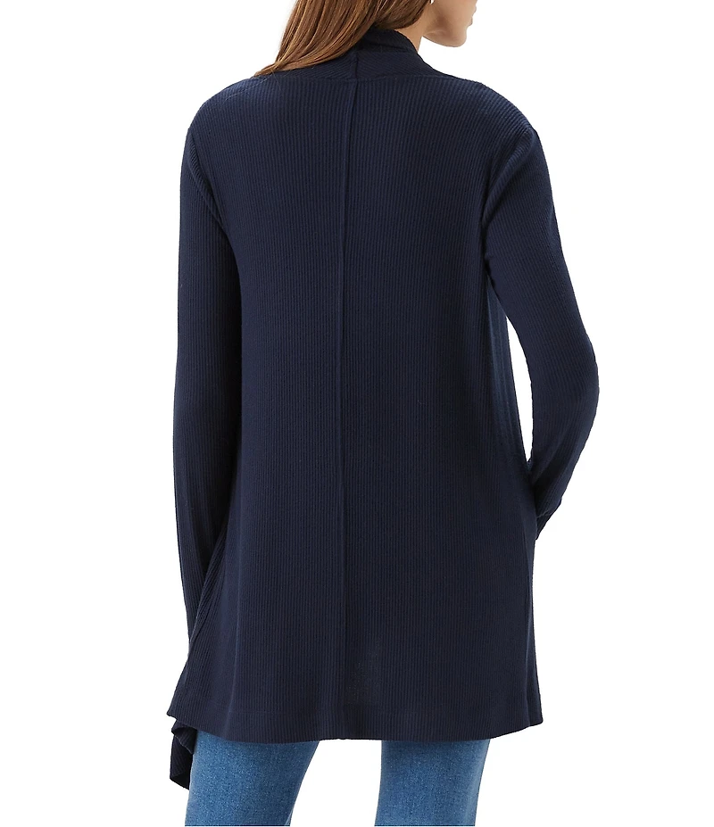 Karen Kane Ribbed Drape Front Long Sleeve Cardigan