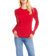 Karen Kane Ribbed Knit Crew Neck Long Sleeve Top