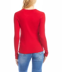 Karen Kane Ribbed Knit Crew Neck Long Sleeve Top