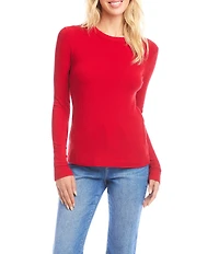 Karen Kane Ribbed Knit Crew Neck Long Sleeve Top