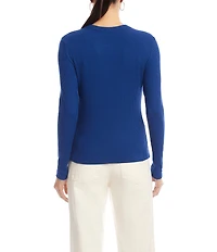 Karen Kane Ribbed Knit Crew Neck Long Sleeve Top