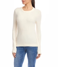 Karen Kane Ribbed Knit Crew Neck Long Sleeve Top