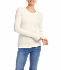 Karen Kane Ribbed Knit Crew Neck Long Sleeve Top