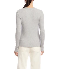 Karen Kane Ribbed Knit Crew Neck Long Sleeve Top