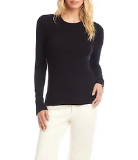 Karen Kane Ribbed Knit Crew Neck Long Sleeve Top