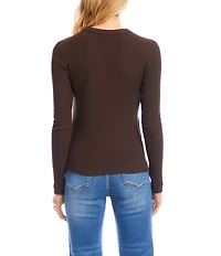 Karen Kane Ribbed Knit Crew Neck Long Sleeve Top