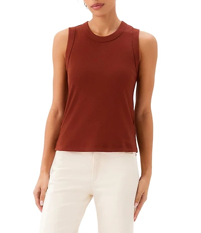 Karen Kane Ribbed Knit Crew Neck Sleeveless Tank