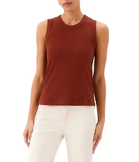 Karen Kane Ribbed Knit Crew Neck Sleeveless Tank