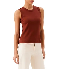 Karen Kane Ribbed Knit Crew Neck Sleeveless Tank