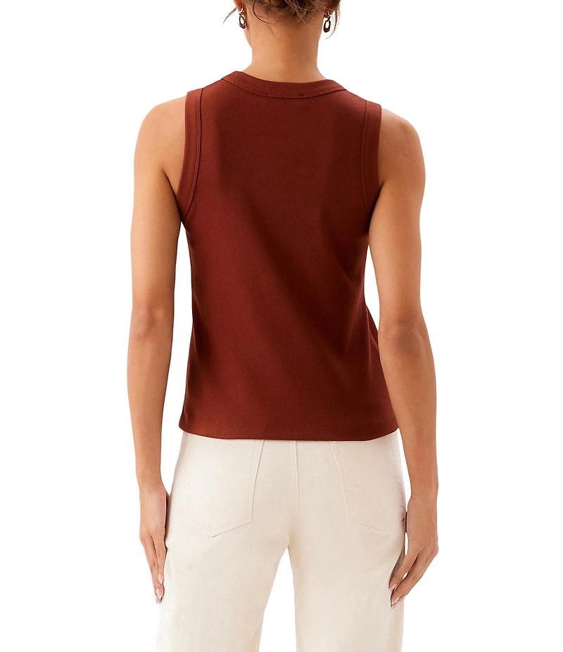 Karen Kane Ribbed Knit Crew Neck Sleeveless Tank