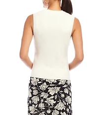 Karen Kane Ribbed Knit Crew Neck Sleeveless Tank