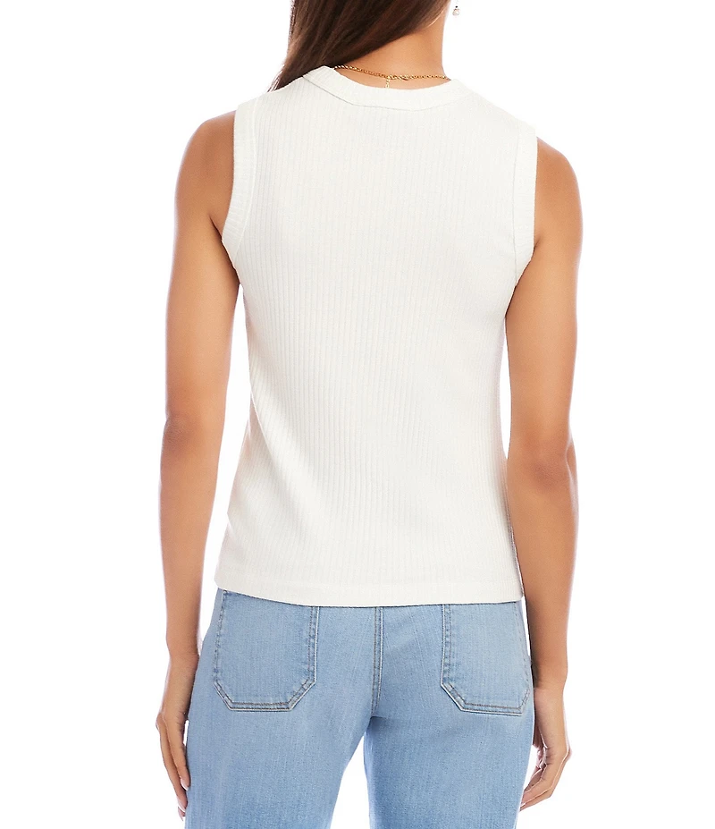 Karen Kane Ribbed Knit Crew Neck Sleeveless Tank