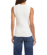 Karen Kane Ribbed Knit Crew Neck Sleeveless Tank