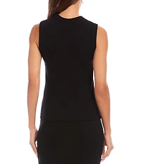 Karen Kane Ribbed Knit Crew Neck Sleeveless Straight Hem Tank