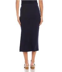 Karen Kane Ribbed Knit Side Slit A-Line Midi Skirt