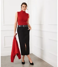 Karen Kane Ribbed Knit Turtleneck Tank