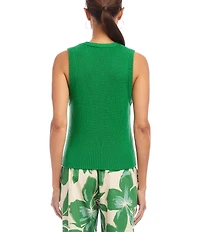 Karen Kane Ribbed V-Neck Sleeveless Button Front Vest