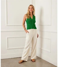 Karen Kane Ribbed V-Neck Sleeveless Button Front Vest