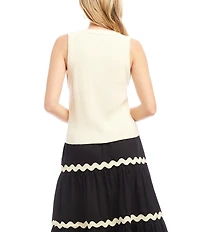 Karen Kane Ribbed V-Neck Sleeveless Button Front Vest