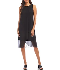 Karen Kane Round Neck Sleeveless Drape Crossover Dress