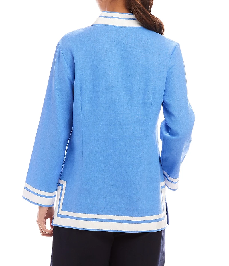 Karen Kane Saint Tropez V-Neck Mandarin Collar Long Sleeve Tunic