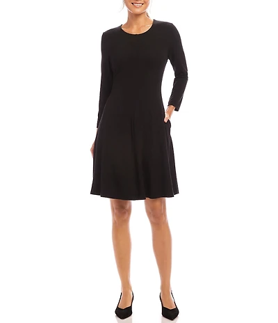 Karen Kane Scoop Neck 3/4 Sleeve Fit & Flare Dress