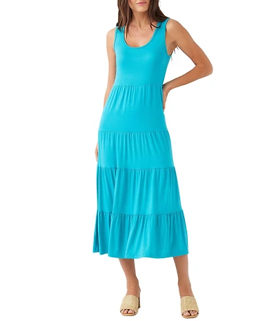 Karen Kane Scoop Neck Sleeveless Tiered Midi Dress