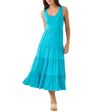 Karen Kane Scoop Neck Sleeveless Tiered Midi Dress