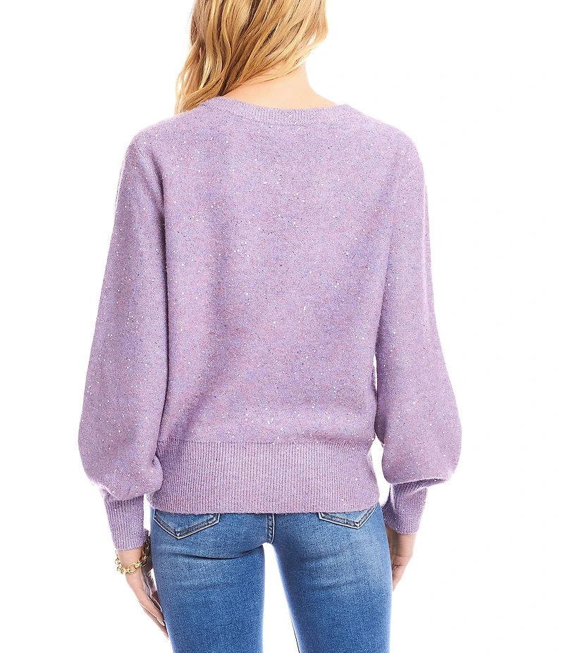 Karen Kane Sequin V-Neck Long Sleeve Sweater